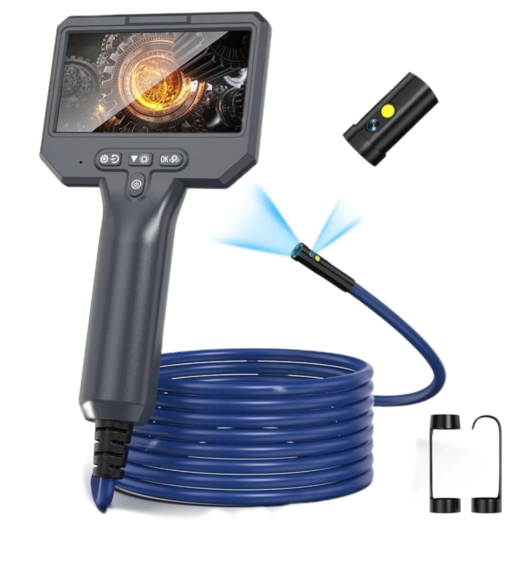 كاميرا للأماكن الضيقه بطول سلك 30 متر مع شاشة مدمجة