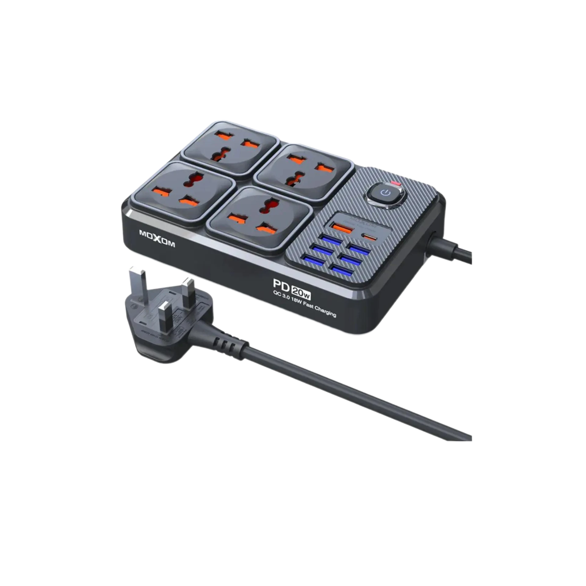 توصيلة كهرباء وشحن موكسوم منافذ USB ومنفذ PD شحن سريع
